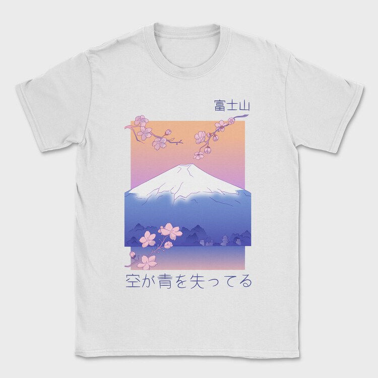 Japanese Mountain Landscape Vaporwave Anime, Tricou Barbati (Unisex)
