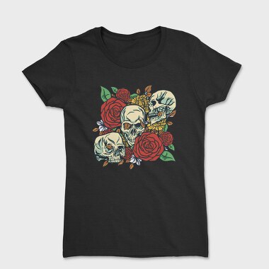 Cool Skulls And Roses, Tricou Femei
