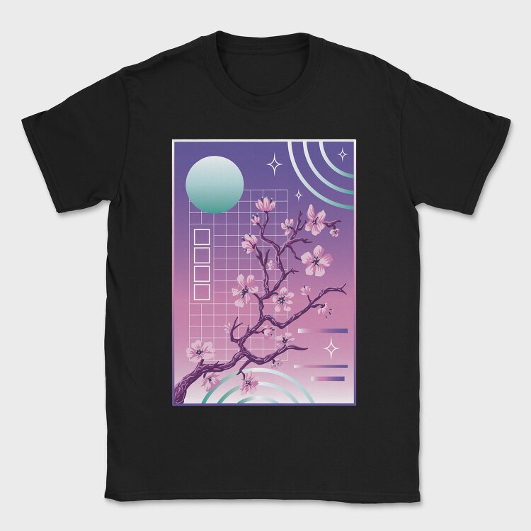 Japanese Sakura Vaporwave Tree, Tricou Barbati (Unisex)