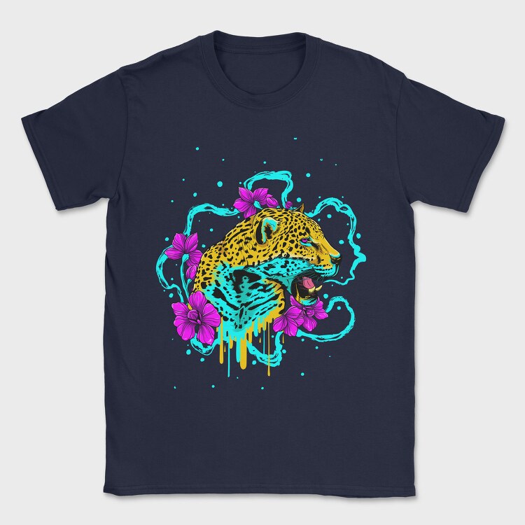 Leopard Flow Floral, Tricou Barbati (Unisex)