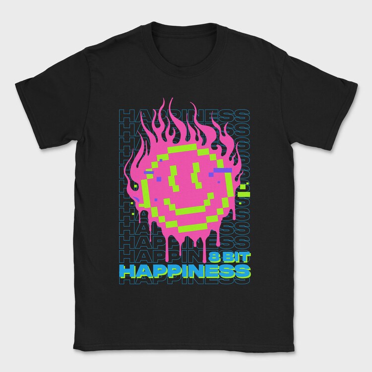 Flame Pixel Smile, Tricou Barbati (Unisex)