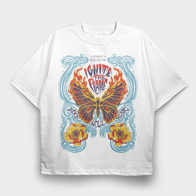 Flame Butterfly Soul, Tricou Oversize Barbati (Unisex)