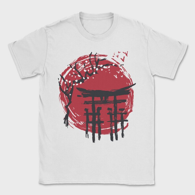 Japanese Temple Arch Ink With Tree, Tricou Barbati (Unisex)