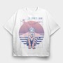 Japanese Tiger Looking Up Sakura, Tricou Oversize Barbati (Unisex)