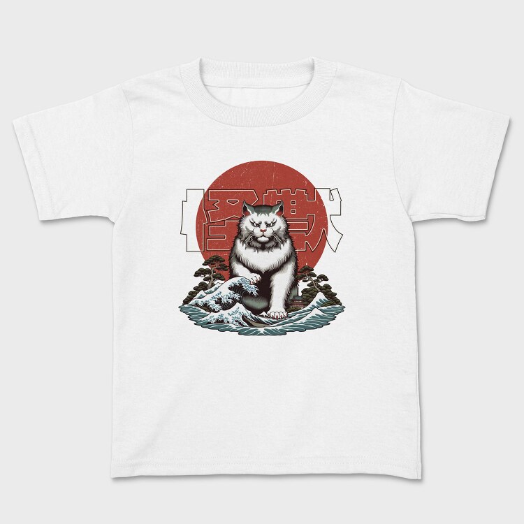 Japanese Wave Cat Catzilla, Tricou Copii