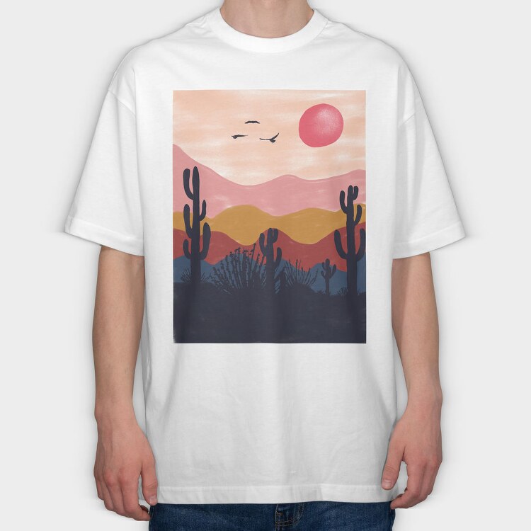 Desert Sunset Vibes, Tricou Oversize Barbati (Unisex)