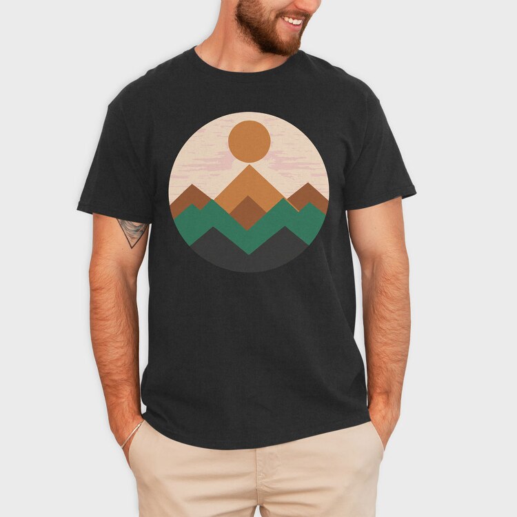 Geometric Retro Mountains, Tricou Barbati (Unisex)