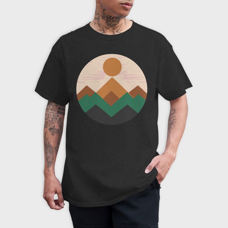 Geometric Retro Mountains, Tricou Barbati (Unisex)