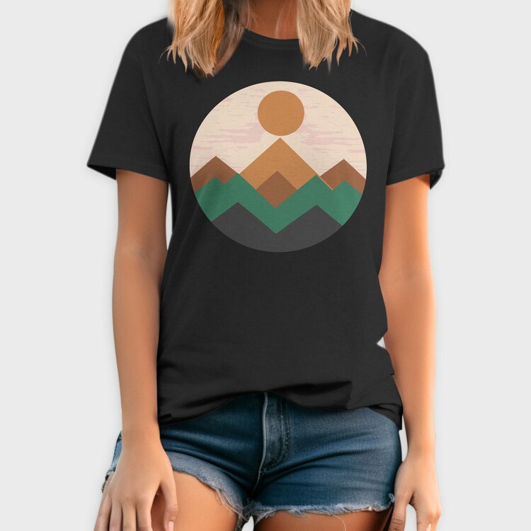 Geometric Retro Mountains, Tricou Barbati (Unisex)