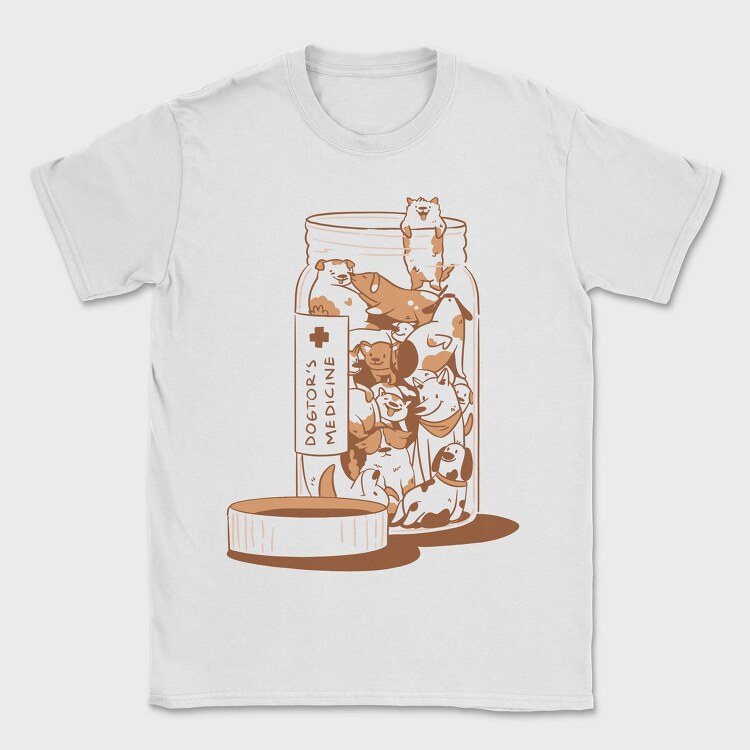 Jar Of Dog Animals Dogtors Medicine Cartoon, Tricou Barbati (Unisex)