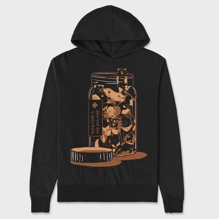 Jar Of Dog Animals Dogtors Medicine Cartoon, Hanorac Oversize Barbati (Unisex)