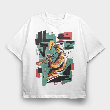 Jazz Musician Abstract Music, Tricou Oversize Barbati (Unisex)
