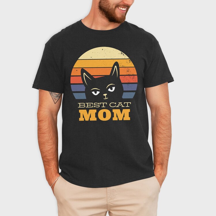 Best Cat Mom Retro, Tricou Barbati (Unisex)