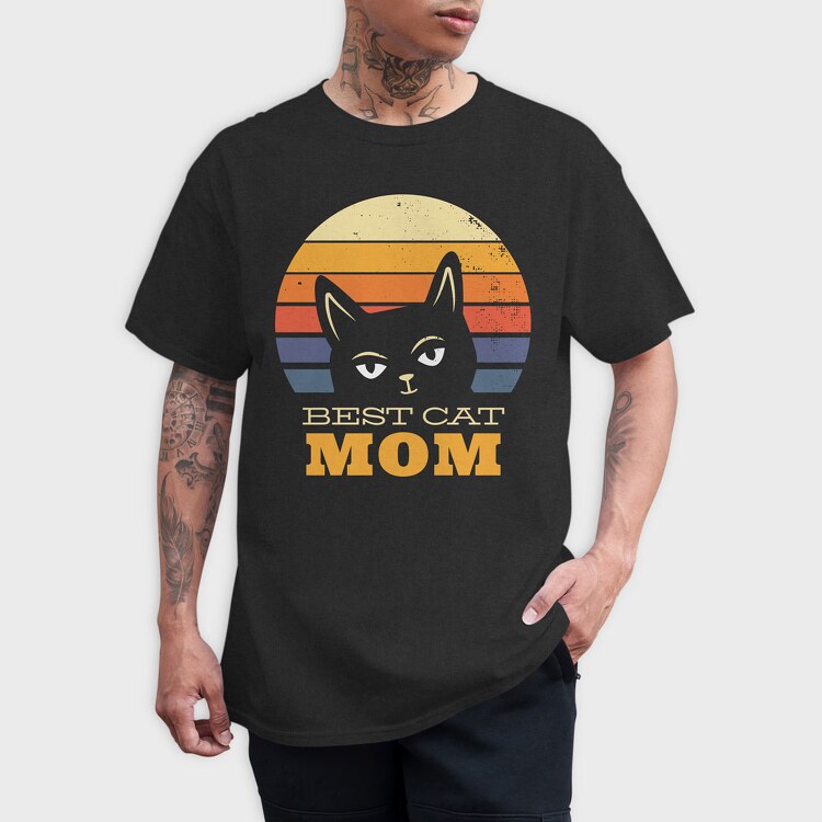 Best Cat Mom Retro, Tricou Barbati (Unisex)