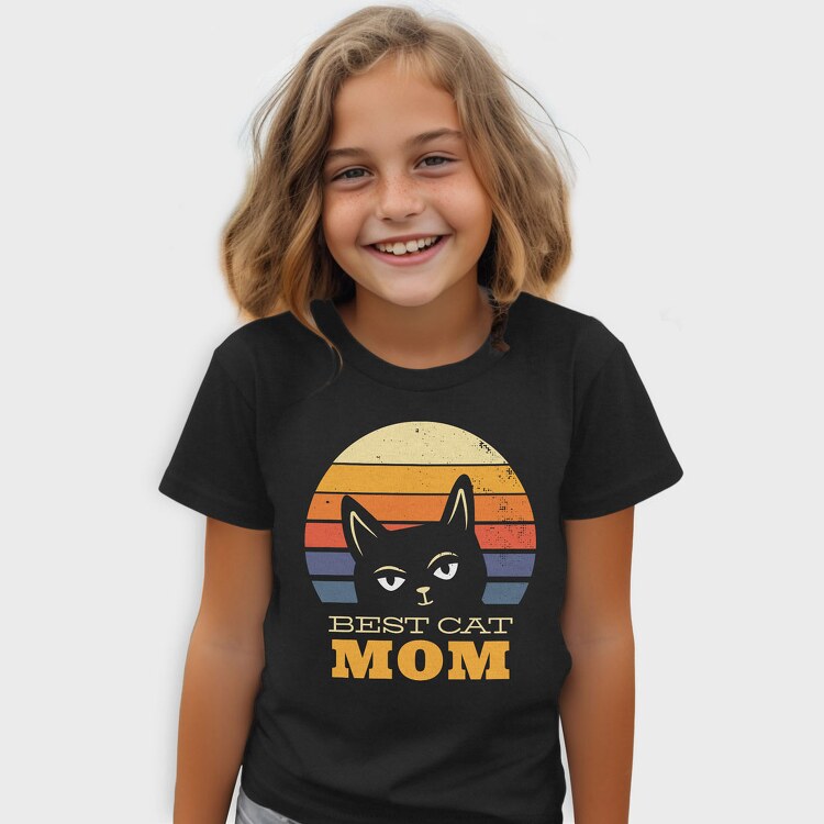 Best Cat Mom Retro, Tricou Copii