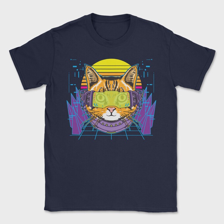 Cyber Cat Vibes, Tricou Barbati (Unisex)