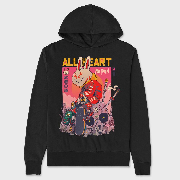 Bunny Warrior Vibes, Hanorac Oversize Barbati (Unisex)