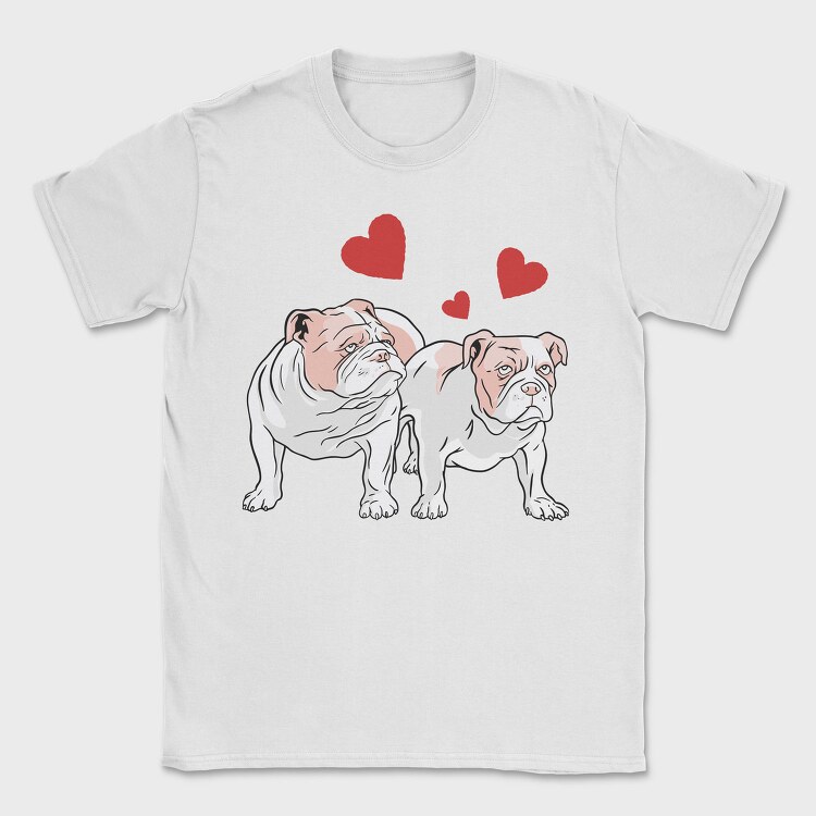 Bulldog Love Hearts, Tricou Barbati (Unisex)