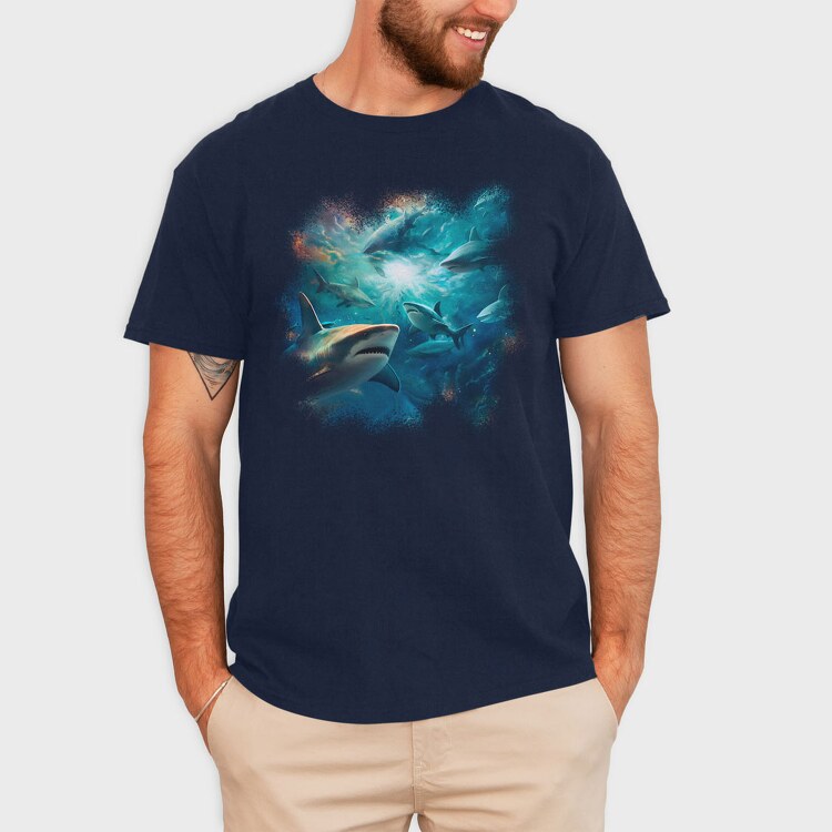 Galaxy of Sharks, Tricou Barbati (Unisex)