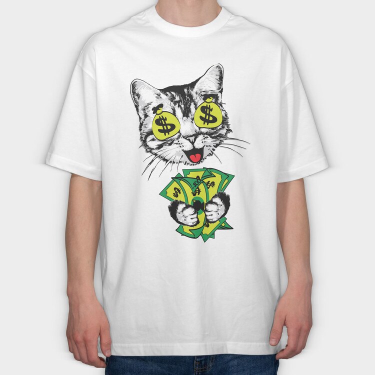 Cat Money Eyes, Tricou Oversize Barbati (Unisex)