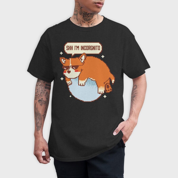 Corgi Dog Pixel, Tricou Barbati (Unisex)