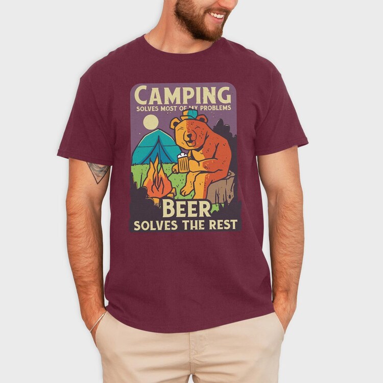 Camping and Beer, Tricou Barbati (Unisex)