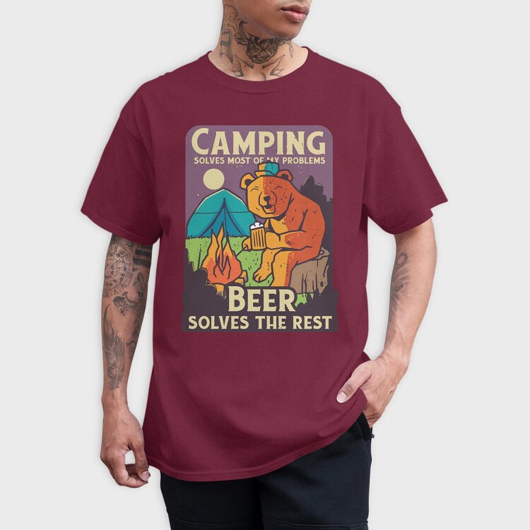 Camping and Beer, Tricou Barbati (Unisex)