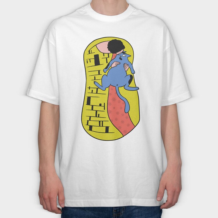 Cat Love Rebellion, Tricou Oversize Barbati (Unisex)