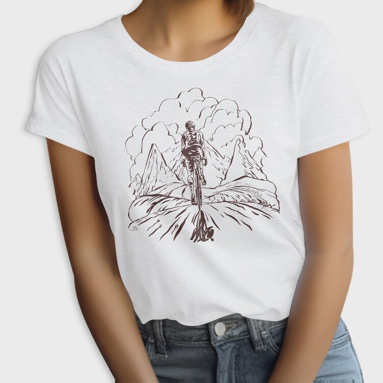 Bike Mountain Lineart, Tricou Femei