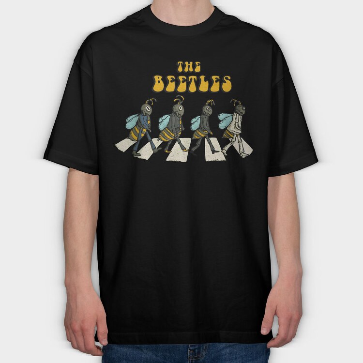 Beetle Beatle Crosswalk, Tricou Oversize Barbati (Unisex)