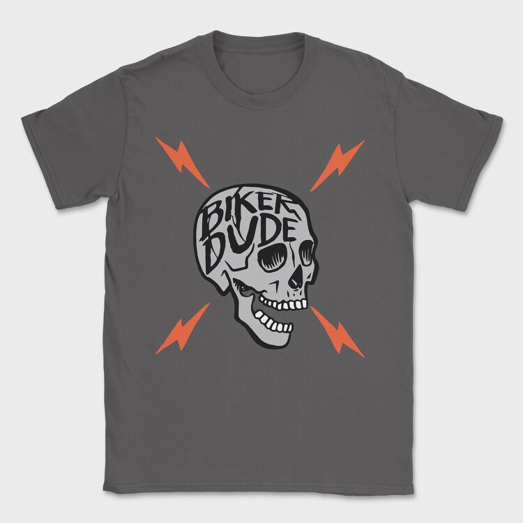 Biker Dude Skull, Tricou Barbati (Unisex)