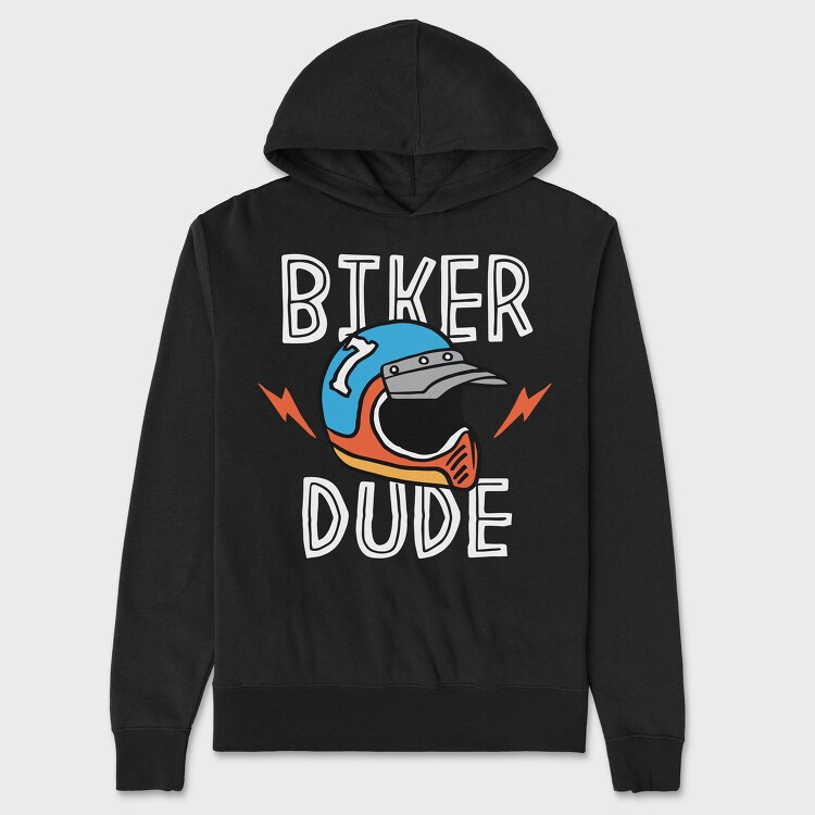 Biker Dude Helmet Flash, Hanorac Oversize Barbati (Unisex)
