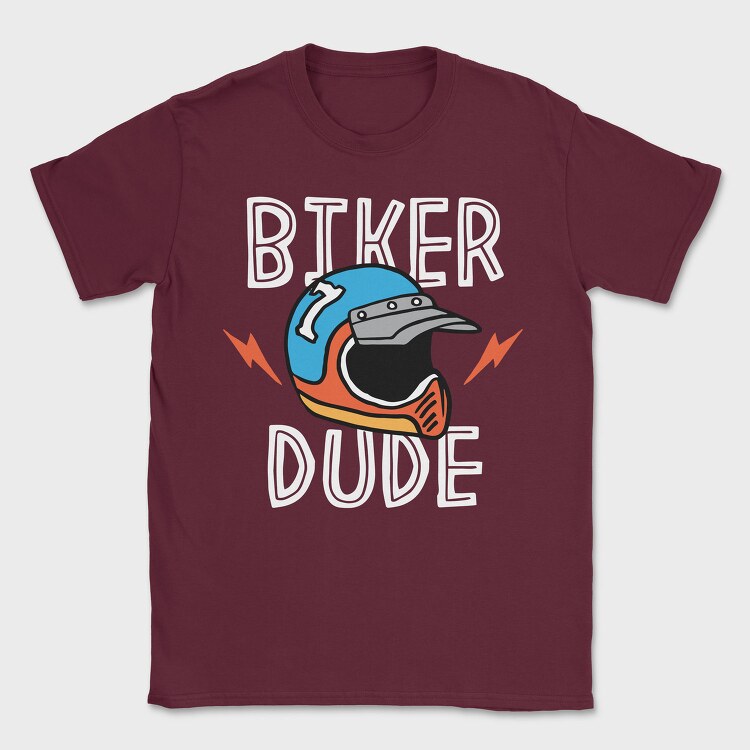 Biker Dude Helmet Flash, Tricou Barbati (Unisex)