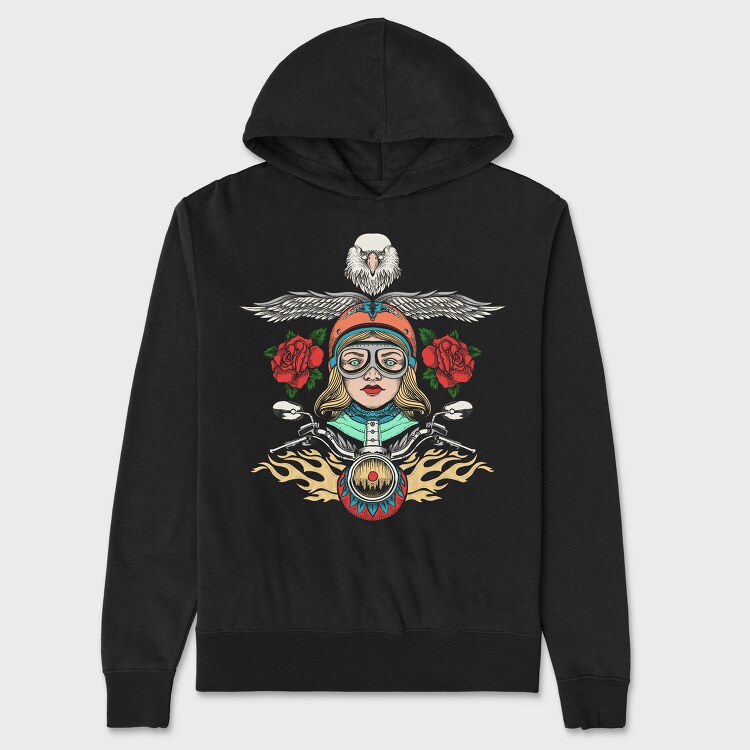 Biker Chick Rose, Hanorac Oversize Barbati (Unisex)