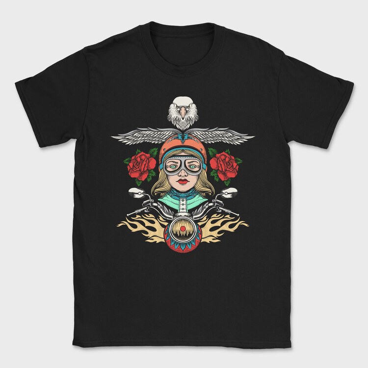 Biker Chick Rose, Tricou Barbati (Unisex)