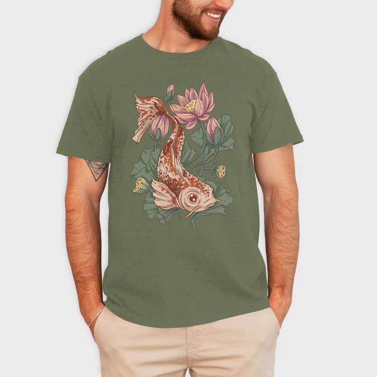 Koi Lotus, Tricou Barbati (Unisex)