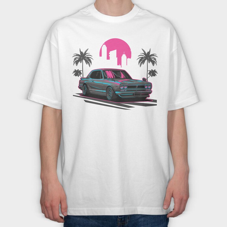 Skyline Retro Night 2, Tricou Oversize Barbati (Unisex)