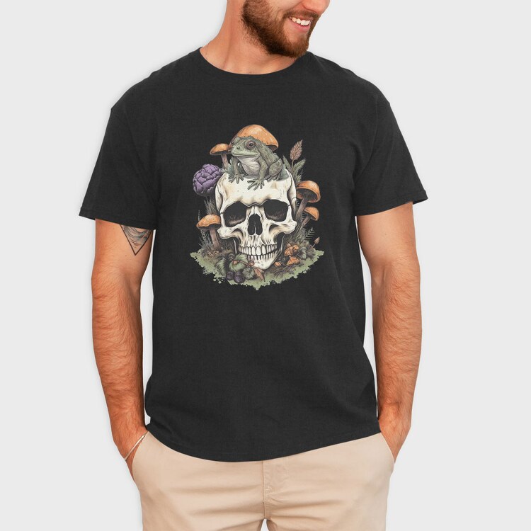 Cottagecore Frog Skull, Tricou Barbati (Unisex)