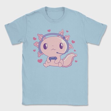 Cute Axolotl Playing Videogames Gaming, Tricou Barbati (Unisex)