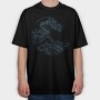 Japanese Wave, Tricou Oversize Barbati (Unisex)