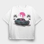 Skyline Retro Night 2, Tricou Oversize Barbati (Unisex)