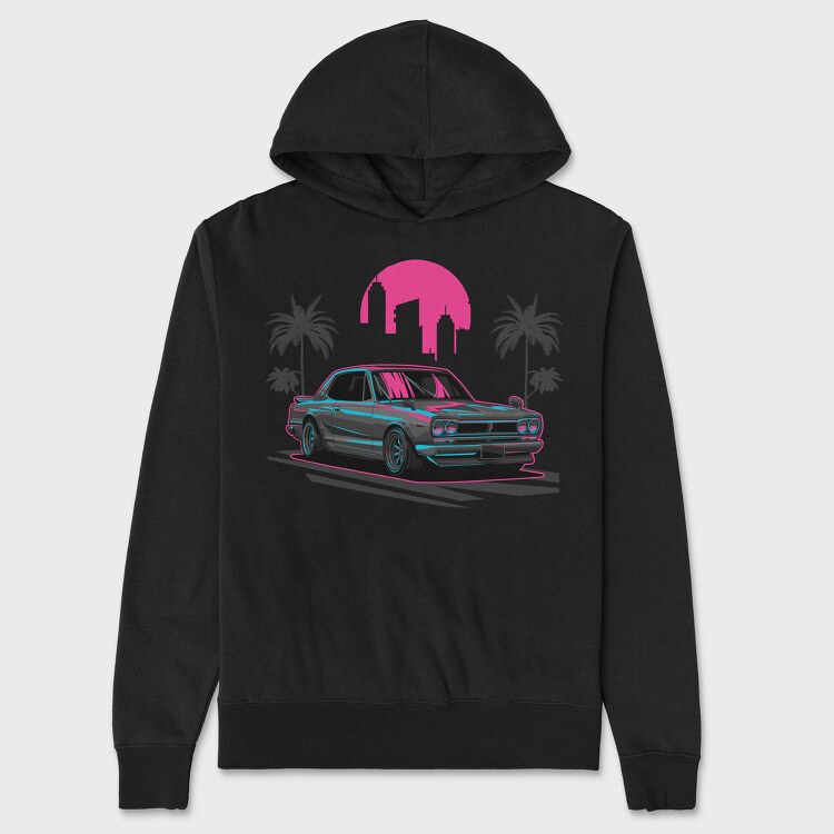 Skyline Retro Night 2, Hanorac Oversize Barbati (Unisex)