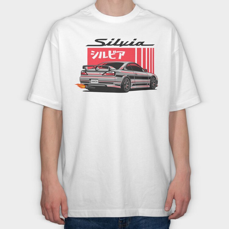 Silvia Japanese Red Flames, Tricou Oversize Barbati (Unisex)