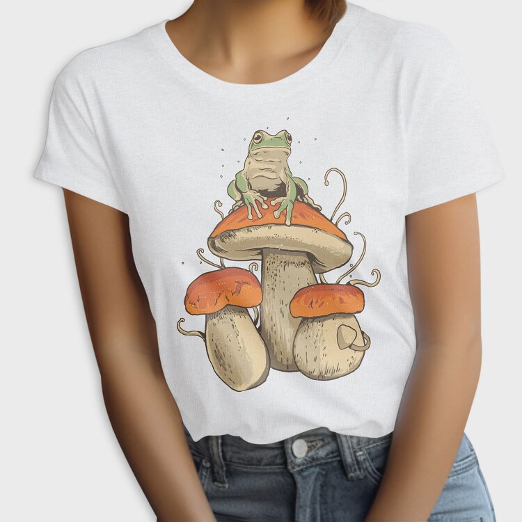 Cottagecore Mushroom Frog, Tricou Femei