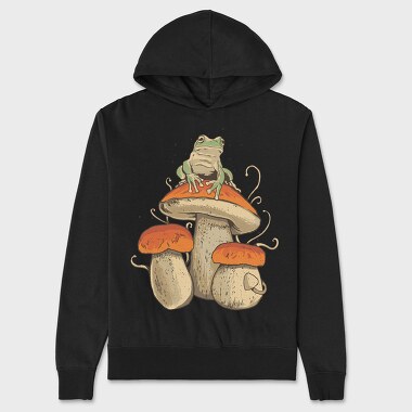 Cottagecore Mushroom Frog, Hanorac Oversize Barbati (Unisex)