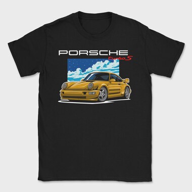 Yellow Porsche Turbo S Night Sky, Tricou Barbati (Unisex)