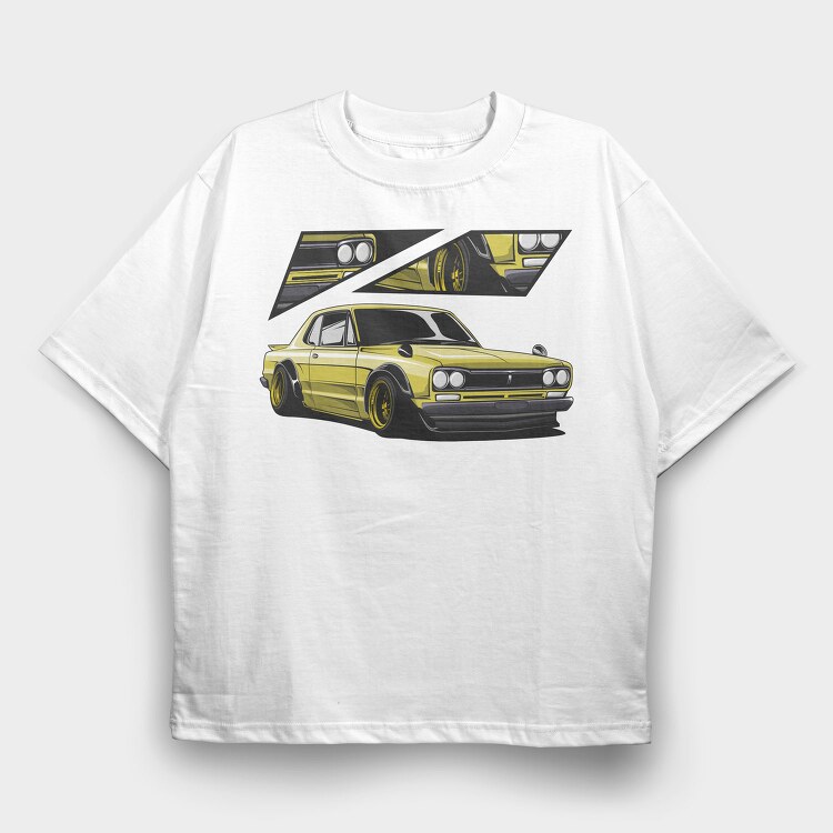 Yellow Nissan 240Sx Stance Fast, Tricou Oversize Barbati (Unisex)