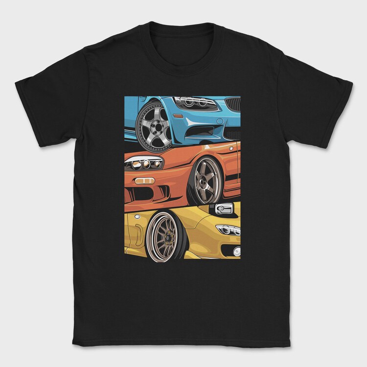 Sports Cars Stance Red Blue Orange, Tricou Barbati (Unisex)
