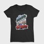 Hollywood Red Car Palm Tree Modern, Tricou Femei