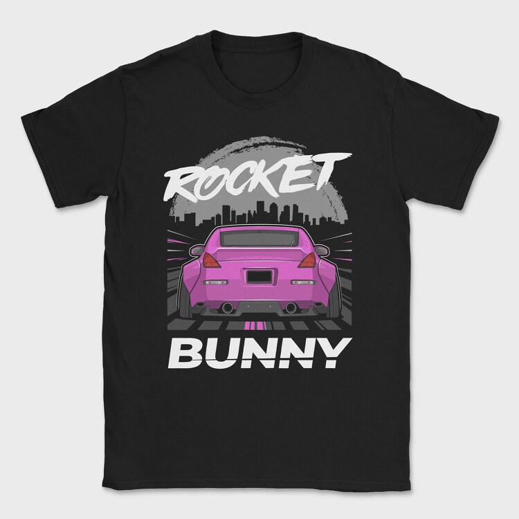 Pink Car Rocker City Skyline, Tricou Barbati (Unisex)